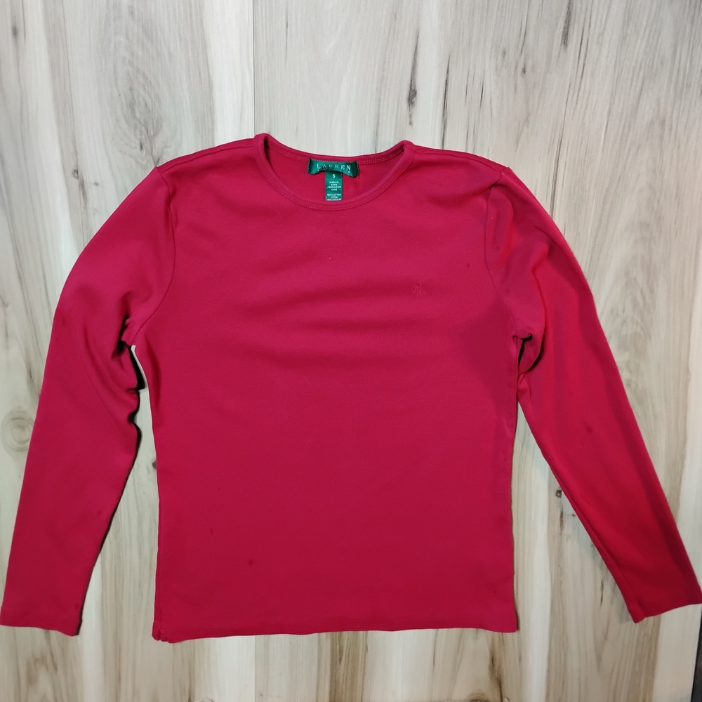 Ralph Lauren 100% CottonRed Long Sleeve Blouse Sz S EUC